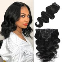 Extensions de cheveux humains Body Wave pour femmes noires, cheveux brésiliens noirs naturels, clip-in Body Wave, postiches, 8 pièces/ensemble