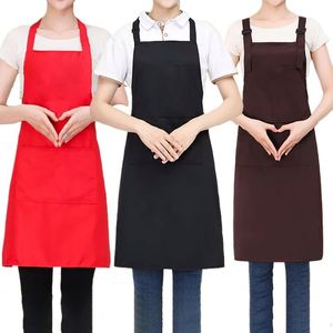 WSY353 Tabliers de cuisine en coton et polyester pour hommes et femmes, personnalisables avec logo, noirs, vierges, pour restaurants - Product Image 1