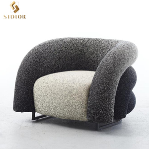 Moderner Nordischer Oranger Einzelner Loungesessel aus Leder und Samt, Relaxsessel, Akzentstuhl für das Wohnzimmer - Product Image 1