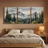 Décoration d'intérieur, 3 pièces, impressions sur toile encadrées, style Art Déco, peinture à l'huile de paysage, art mural imprimé numériquement