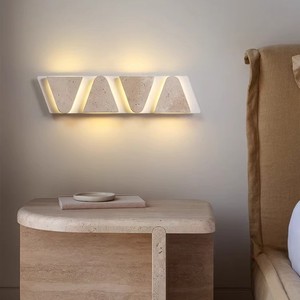 โคมไฟติดผนังสไตล์วินเทจแบบมินิมอลหินหวงตง LED E27 2 4 6 หัว ห้องนอน ห้องนั่งเล่น แสงสว่างโดยรอบ - Product Image 3