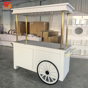Carrito de Comida Personalizado, Carrito de Exhibición de Dulces y Flores, Carrito de Postres y Dulces Blanco de Acrílico y PVC Extraíble - Product Image 1