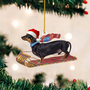 Ornements de Noël en forme de teckel, décorations suspendues en acrylique pour arbre, pendentif chien pour la voiture et la décoration de la maison - Product Image 4
