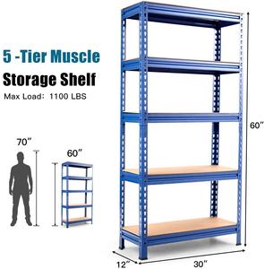 5단 선반 창고용 금속 선반 중형 선반 주방 수납 선반 차고 선반 유닛 - Product Image 2