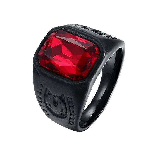 New Trendy Men's Alloy Red Gold Ruby Punk Wedding Ring for Wholesale
