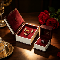 Boîtes à bijoux de luxe avec anneau, collier de perles, lumière USB, huile parfumée, boîte de rangement en velours, coffret cadeau en gros