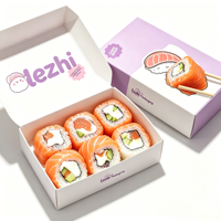Boîte d'emballage en papier de luxe personnalisée pour gâteaux de sushi à emporter, boîte magnétique pour crêpes et sushis avec inserts et D