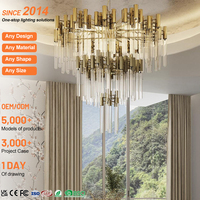 Lampes suspendues en verre personnalisées de luxe Villa Restaurant Clubhouse Lustre LED pour bureau à domicile