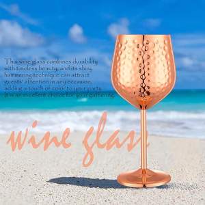 أكواب نبيذ كلاسيكية أنيقة من يوني سويت، سعة 550 مل، من الفولاذ المقاوم للصدأ بلون ذهبي وردي وتشطيب مطروق، طقم من 4 قطع، مثالية كهدايا للأعمال والعشاء - Product Image 2