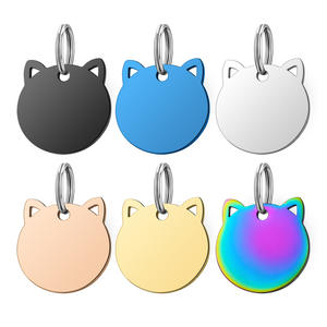 不锈钢空心圆耳猫头宠物标签狗猫标签空心宠物可爱ID标签 - Product Image 1