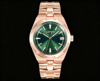 Montre automatique de luxe pour homme, de haute qualité, en acier inoxydable, boîtier or rose 41 mm, affichage du calendrier vert, style formel et professionnel