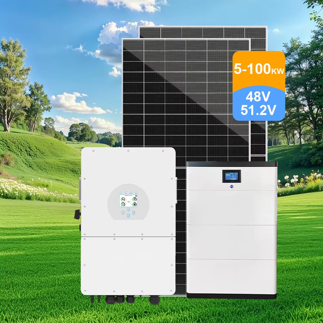 Inverter Lithium Battery 48v 51.2v 5kw 10kw 12kw on off Grid Solar System 30kw 50kw HV Three Phase Hybrid Solar System