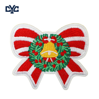 Patchs brodés personnalisés écologiques pour vêtements, motif nœud de Noël dessin animé et flocon de neige, pour décoration de fêtes