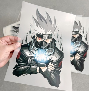 Autocollants thermocollants pour vêtements, design de dessin animé japonais Kakashi, impression par transfert à chaud, transferts plastiques brillants pour décoration. - Product Image 1
