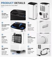 Climatiseur portable 12000 BTU avec télécommande, unité de climatisation portable R290 pour la maison, le bureau, l'hôtel, OEM ODM