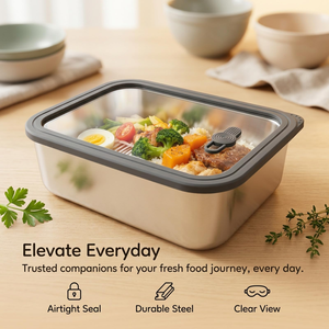 Airtight Stainless Steel Food <b>Storage</b> Soft Silicone Lid Leakproof <b>Kitchen</b> Fresh Keeping <b>Box</b> 160ml 650ml 1300ml for Home Use - Product Image 5