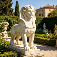 Statue de Sphinx en marbre blanc sculptée à la main, sculpture égyptienne en pierre naturelle pour la décoration de jardin extérieur