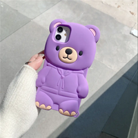 3D mignon ours Kawaii dessin animé Silicone téléphone portable couverture arrière étui pour fille Iphone 6 7 8 Plus X XS XR 11 12 13 14 15 Pro MAX