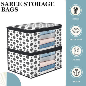 Noir Polka Saree Pouch Travail Saree Couverture Pour Femmes En Gros Prix Haute Qualité Transparent Saree Sac De Rangement - Product Image 4