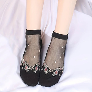 Chaussettes à fleurs <span class=keywords><strong>pour</strong></span> femmes, vente en gros, <span class=keywords><strong>bas</strong></span> en nylon <span class=keywords><strong>pour</strong></span> femmes, <span class=keywords><strong>bas</strong></span> d'été fins en soie transparente, <span class=keywords><strong>bas</strong></span> en cristal, - Product Image 3