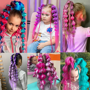 Venta al por Mayor de Trenzas de Burbuja Preestiradas de 24 Pulgadas, <span class=keywords><strong>Dos</strong></span> Tonos, Tricolor, Resistentes al Fuego, Fibra de Alta Temperatura, Cola de Caballo - Product Image 6