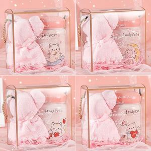 Creative 2pcs Porcelain Hand-painted Sustainable Pink Ceramic Cup Towel Box <b>Set</b> for Women Birthday Wedding Valentine <b>Gift</b> <b>Set</b> - Product Image 5
