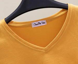 Prodotti estivi in cotone con <span class=keywords><strong>scollo</strong></span> a <span class=keywords><strong>V</strong></span> magliette tagliate da <span class=keywords><strong>donna</strong></span> con stampa personalizzata Logo in bianco top Crop traspirante maglietta <span class=keywords><strong>bianca</strong></span> Streetwear - Product Image 5