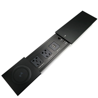Prise de courant USB coulissante noire JX pour table de conférence, mobilier de bureau