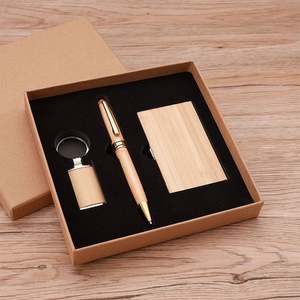 Set de Llaveros de Bambú, Caja para Tarjetas de Visita, Regalo Empresarial, Set de Regalo para Reuniones de Personal de Empresa, de Bambú y Madera - Product Image 6