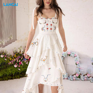 Robe d'été sans manches dos nu creuse pour femmes tricotée à la main Casual Holiday Sexy Handmade Crochet Dress - Product Image 1