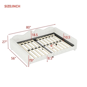 Canapé-lit moderne pleine grandeur en tissu Sherpa avec dossier en forme de nuage, aucun sommier tapissier nécessaire, pour salon ou hôtel - Product Image 6