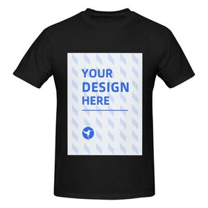 Camiseta personalizada de algodón de manga corta con cuello redondo de 180g para hombre, ropa de calle, diseño en blanco, tela tejida con logotipo de impresión Digital DIY, Stock de EE. UU. - Product Image 1
