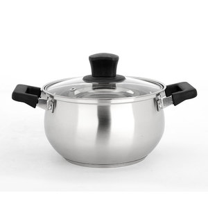 Casserole et faitout multi-tailles en acier inoxydable sablé à double poignée, avec couvercle, écologique et multifonctionnelle - Product Image 1