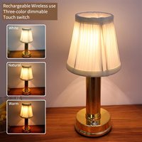 Abat-jour en tissu lampe de Table rétro métallique sans fil LED lampe de Table lumière d'ambiance décorative pour Restaurant Bar hôtel chambre