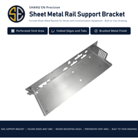 Support en tôle découpée au laser en acier inoxydable de 1,0 mm sur mesure |   Support de rail interne pour équipements de communication et serveurs