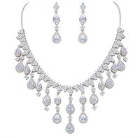 Ensemble de boucles d'oreilles de luxe pour mariage, finition or blanc, vert, bleu, rouge, rubis, diamant, offre spéciale