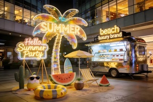 Instalación de Neón Personalizada con Temática de Fiesta de Verano para Exteriores, Instalaciones para Fotos en Plazas Comerciales, Neón de Gran Escala con Forma de Jarra de Cerveza de FRP - Product Image 4