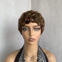 Perruques Courtes en Gros à Prix Abordable, 100% Cheveux Vierges Brésiliens 8A Remy Bouclés Lâches avec Frange pour Femmes Noires