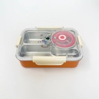 Boîte à lunch isotherme en acier inoxydable pour enfants, motif astronaute mignon, avec 2 compartiments scellés et bol intégré