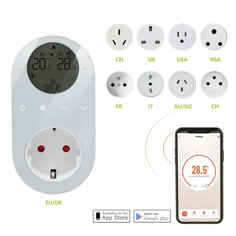 Tuya Smart Thermostat enfichable sans fil BHT-12-LCD affichage Wifi HVAC Programmable personnalisé Google Nest Digital Termostato