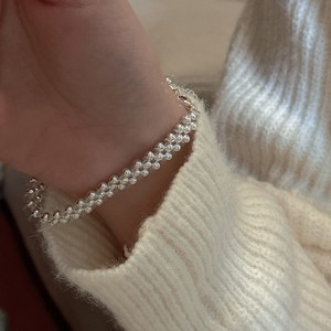 สร้อยข้อมือเงินแท้ S925 สไตล์เกาหลี ประดับลูกปัดถักสามชั้น ดีไซน์เกาหลีสุดฮิต สไตล์ INS ขายส่ง - Product Image 3