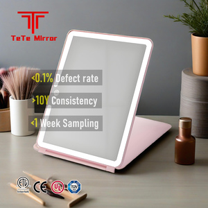 Tete tùy chỉnh Nhà cung cấp có thể sạc lại du lịch trang điểm gương nhỏ gọn mỏng LED Vanity gương với đèn thắp sáng gương trang điểm - Product Image 1