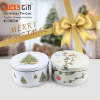 Boîtes en métal rondes personnalisées en gros pour Noël, conteneurs de rangement, emballage pour crackers de Noël