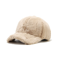 Casquette de baseball en peluche personnalisée avec logo, pour femme, hiver, épaisse et chaude, 100% polyester, fourrure de lapin, couleur unie, casquette de papa pour homme, OEM ODM
