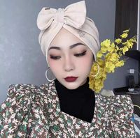 Turbante Musulmán con Lazo Grande para Otoño e Invierno, Gorro con Diadema Estilo Indio