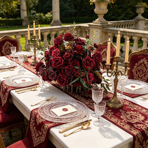 DKB Wholesale <b>Table</b> Centerpiece Decoration Artificial Flower Ball Silk Rose Red Floral Ball for Wedding Party - Product Image 1