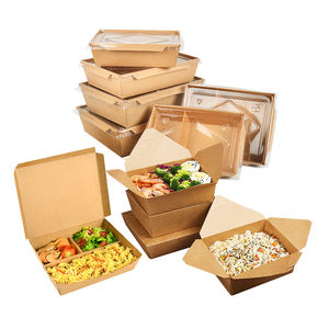 กล่องอาหารกลางวันแบบแบ่งช่องสำหรับใส่อาหารกล่องใส่อาหารกล่องกระดาษเบนโตะแบบใช้แล้วทิ้งขนาด2 3 4 5ช่องสำหรับห่ออาหารจานด่วน - Product Image 1