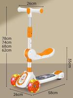 Trottinette pour enfants pliable à 3 roues, avec siège, pour garçons et filles