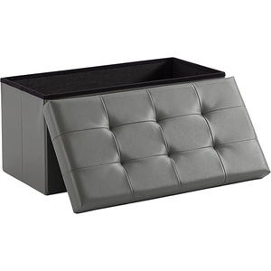 2024 Top Bán Grey Da Ottoman Pouf Thiết Kế Hiện Đại Có Thể Gập Lại Lưu Trữ Hộp Ghế Ráp Hội Thảo Lưu Trữ Ottoman - Product Image 1