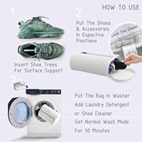 Sac à linge pour chaussures avec arbres à chaussures ajustables, sac à linge pour 2 paires de chaussures, nettoyage enveloppant en machine à laver et en sèche-linge, fermeture éclair durable